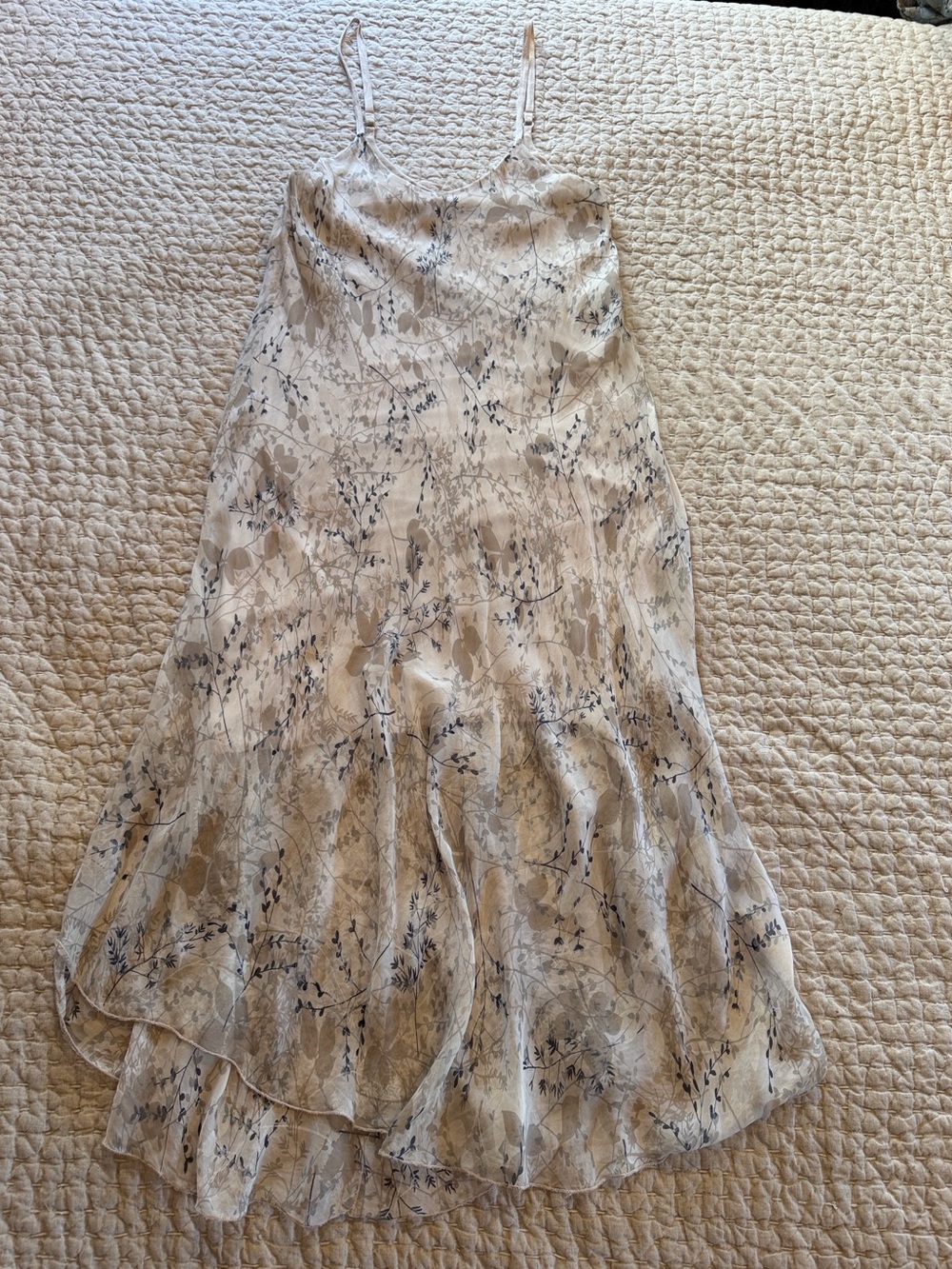 Moda Cream Maxi Slip Dress with Navy Floral Print
